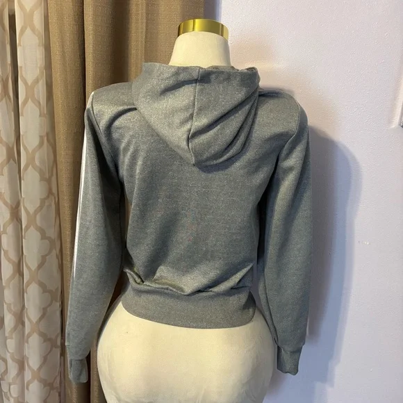 #0042 Casual Gray Hoodie with White Stripe - Picture 2 of 3